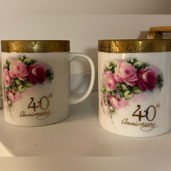 Happy 40th anniversary mugs x 2 - Picture 1 of 4